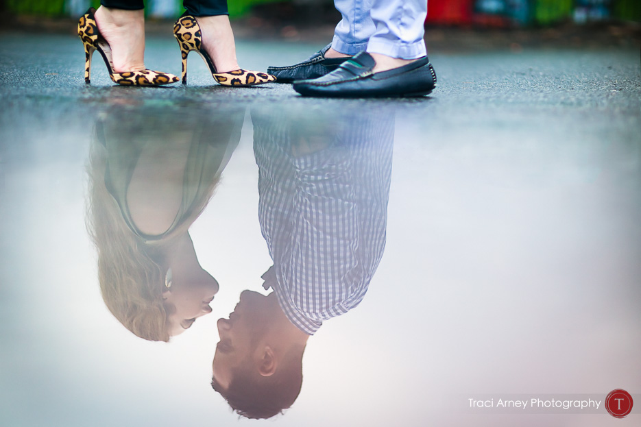 fine art portrait with reflection and leopard heels, engagement session, midwood, charlotte, NC
